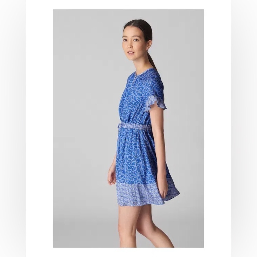 Whistles Riya Print Drawstring Dress, Size 6